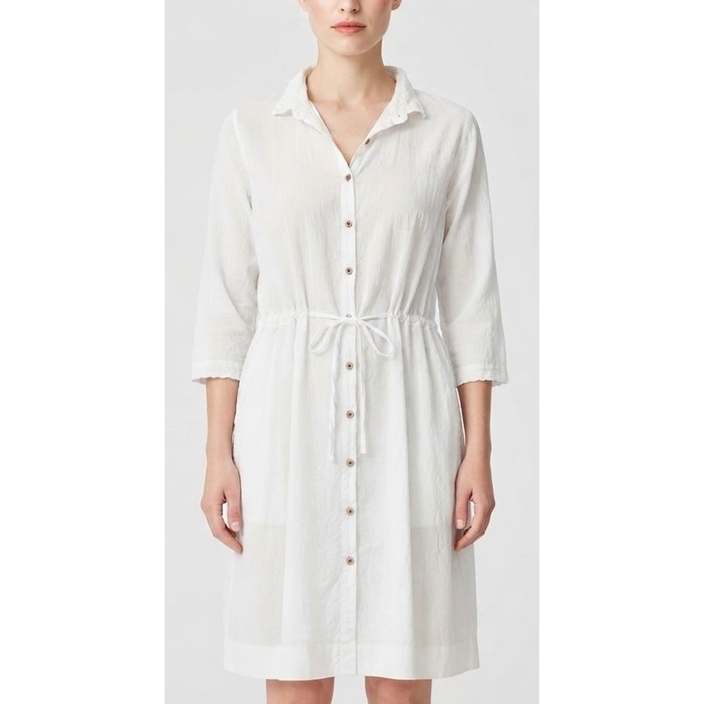 H+ Hannoh Wessel 100% Cotton Button Down Shirt Dress White Women Size FR 36 US 4